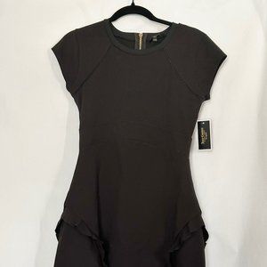 Juicy Couture Black Label Pitch Black Knit Flirty Ruffle Ponte Dress with Tag